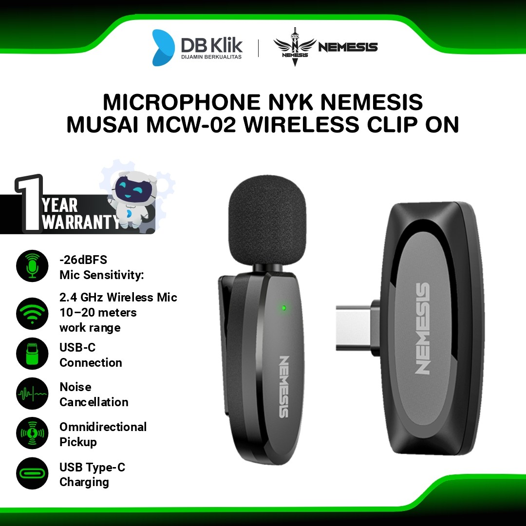 Microphone NYK Nemesis MUSAI MCW-02 Wireless Clip On USB-C