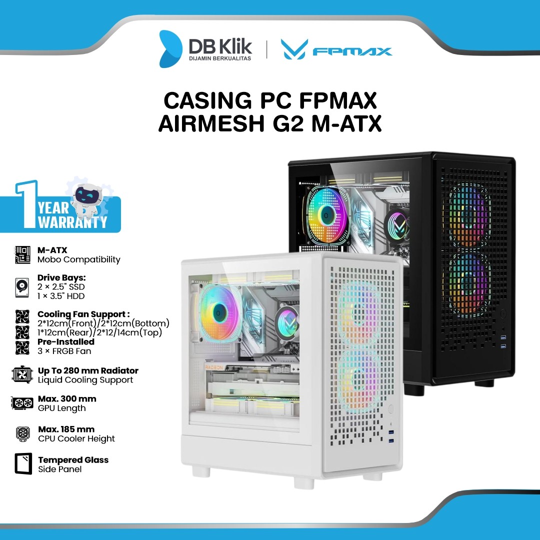 Casing PC FPMAX Airmesh G2 M-ATX Pre-Installed 3 Fan