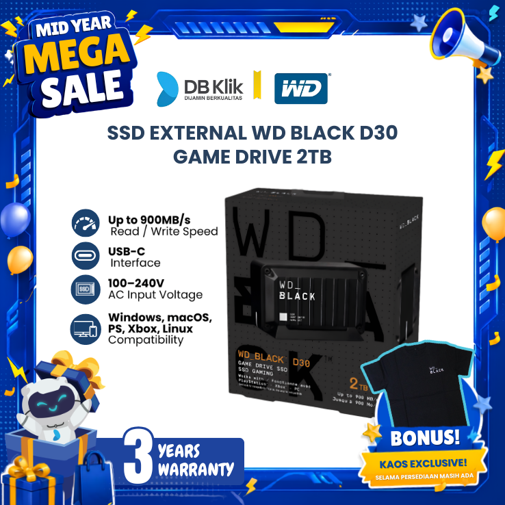 SSD External WD Black D30 2TB Game Drive