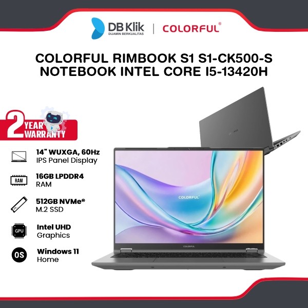 COLORFUL RIMBOOK S1 S1-CK500-S Notebook INTEL Core i5-13420H 16GB DDR4/512GB M.2 NVMe INTEL UHD Windows 11 Home 14" IPS FHD - Silver