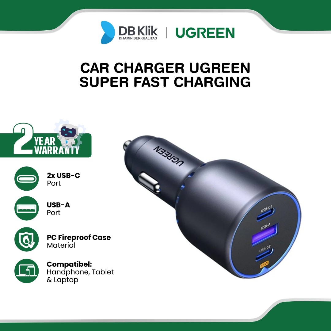 Car Charger Ugreen Super Fast Charging USB-C + USB-A