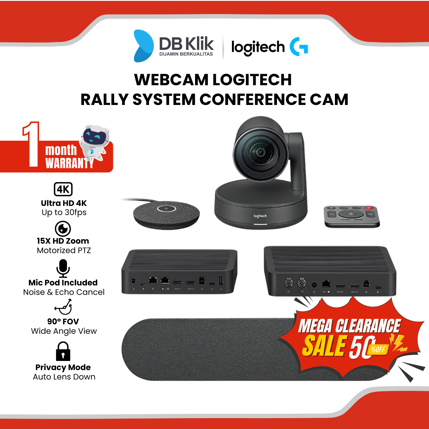 Webcam Logitech Rally System Conference Cam - Loose Pack