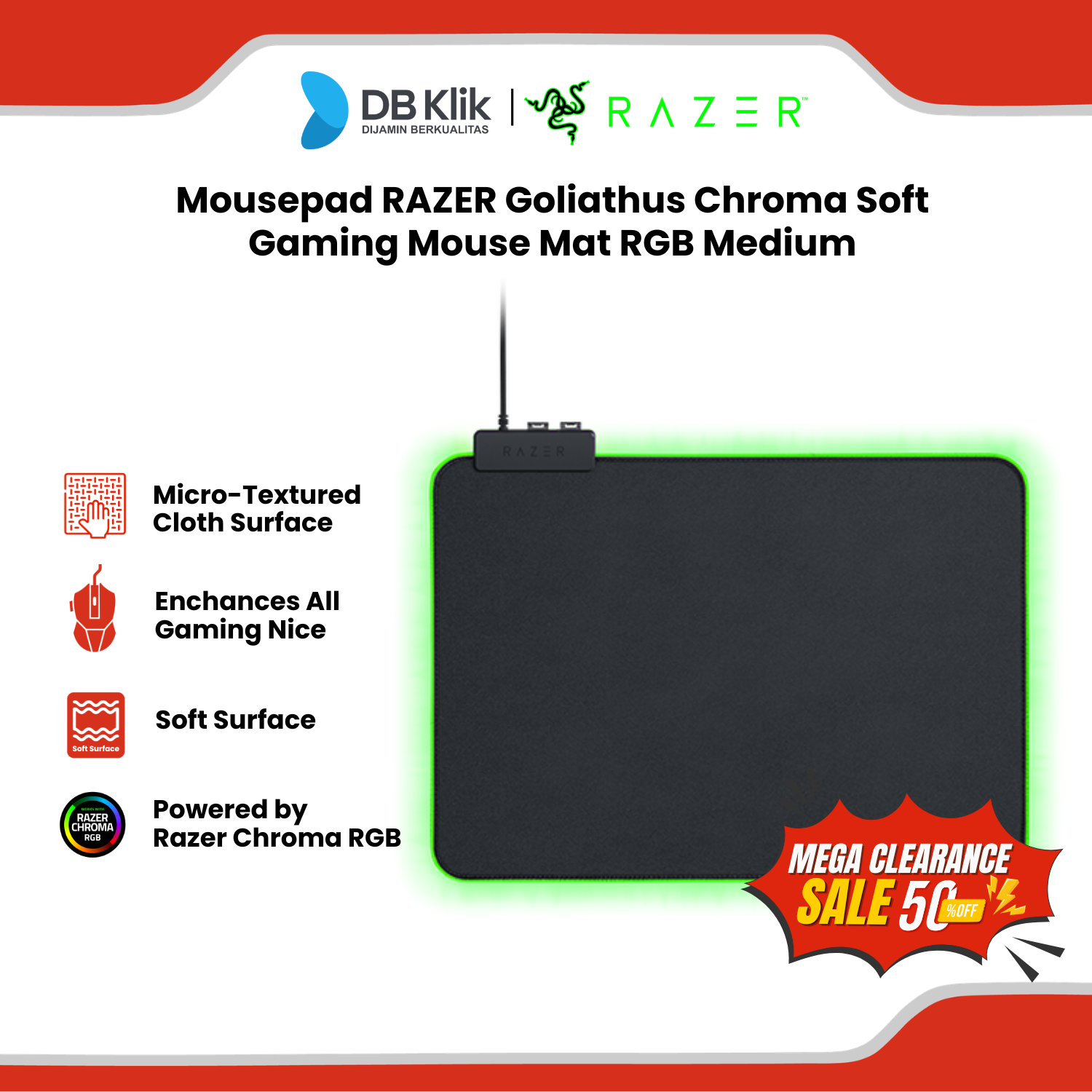 Mousepad RAZER Goliathus Chroma Soft Gaming Mouse Mat RGB Medium