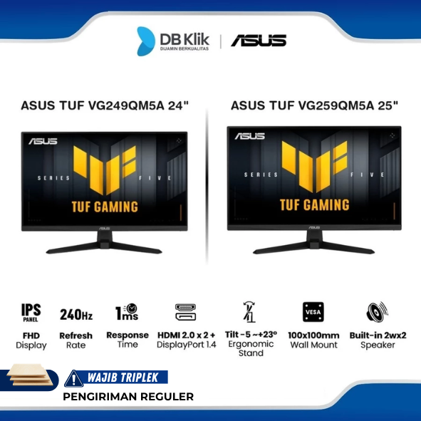 Monitor Gaming ASUS TUF VG249QM5A 24" | VG259QM5A 25" FHD IPS 240Hz 0.3ms AMD FreeSync + NVIDIA G-Sync HDR10 Built in Speaker HDMI DP