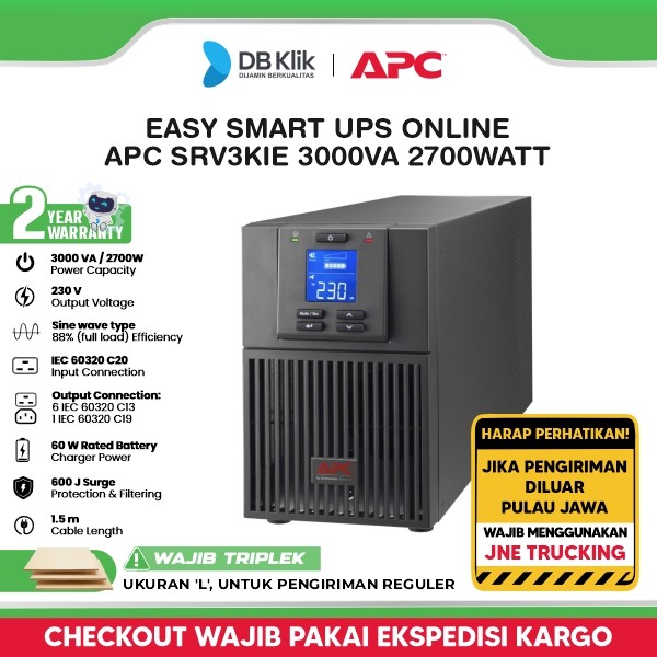 Easy Smart UPS Online Apc SRV3KIE 3000VA 2700Watt - SRV3KI-E
