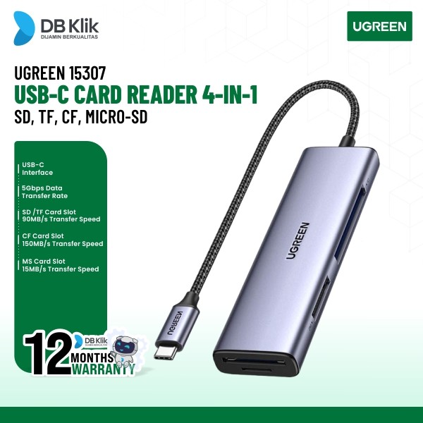 Card Reader UGreen Usb-C 4 In 1 SD, TF, CF, Micro SD (15307)
