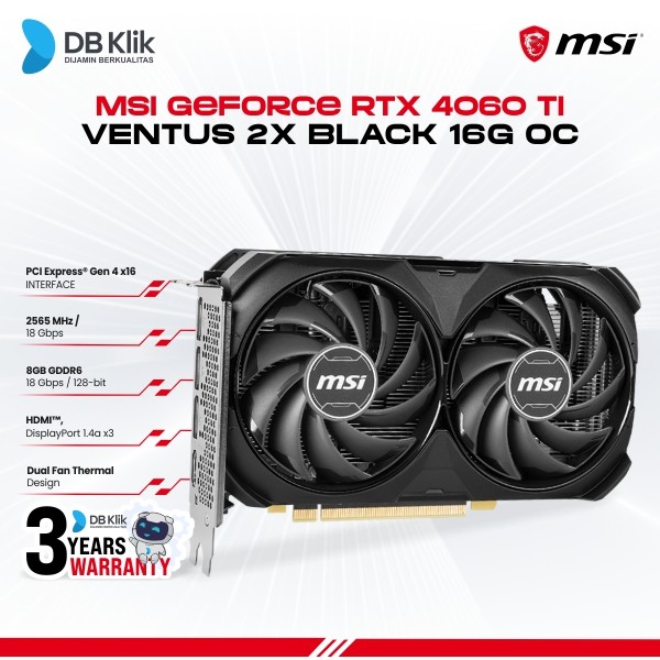 VGA Card MSI GeForce RTX 4060 VENTUS 2X BLACK 8G OC - MSI RTX4060