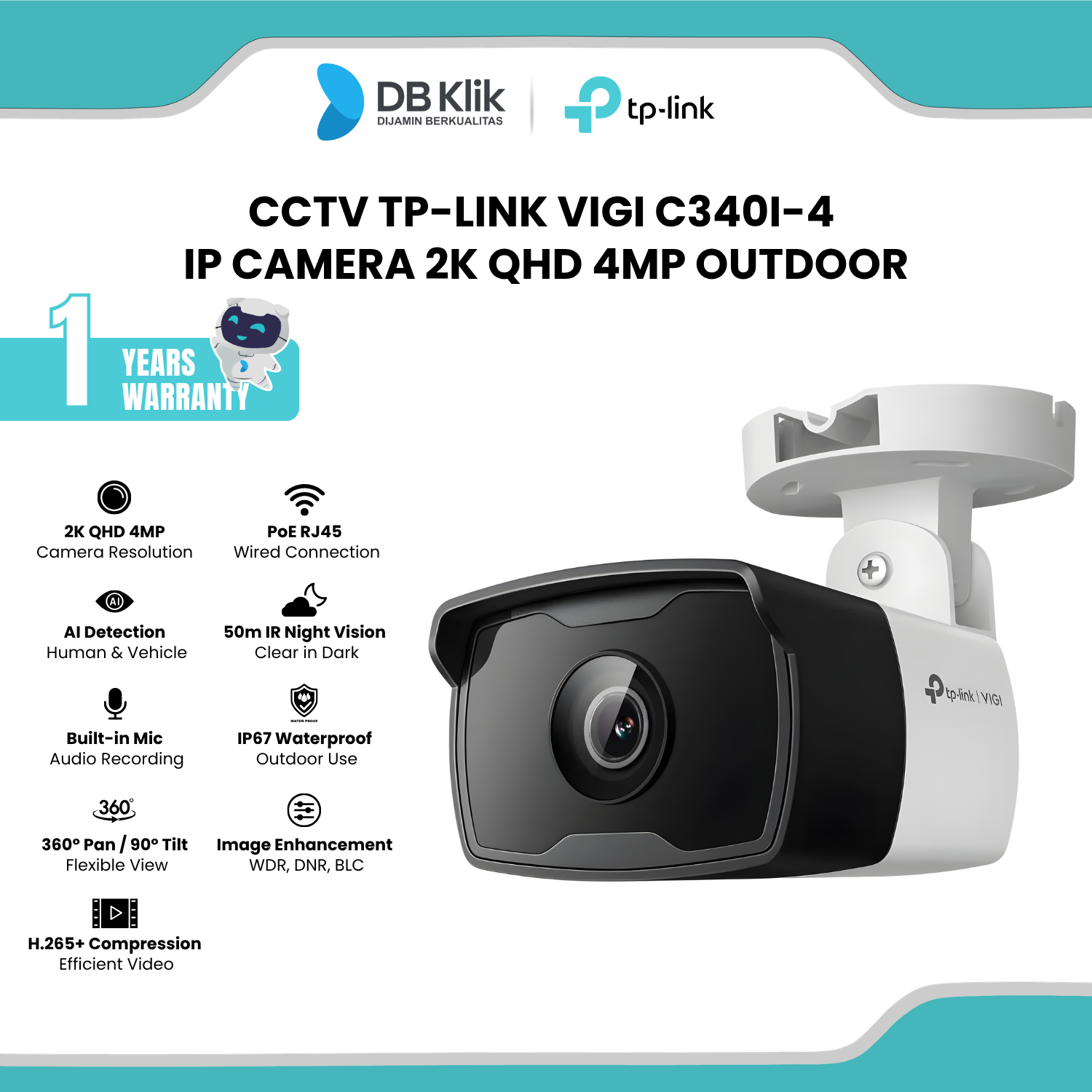 CCTV TP-Link VIGI C340I-4 IP Camera 2K QHD 4MP Outdoor
