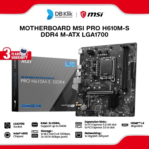 Motherboard MSI Pro H610M-S Ddr4 m-Atx LGA1700