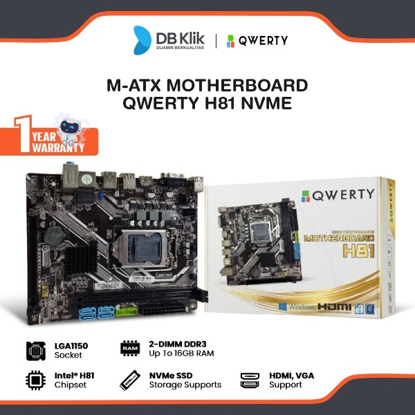 Motherboard Qwerty H81 Nvme LGA 1150 Micro-Atx Ddr3