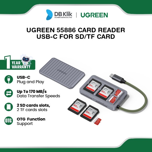 Card Reader UGreen USB-C for SD/TF Card (55886)