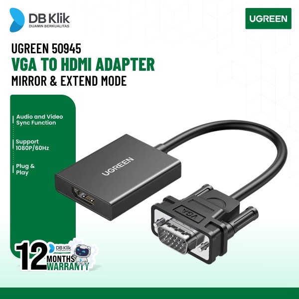 Adapter UGreen VGA Male to HDMI Female (50945)