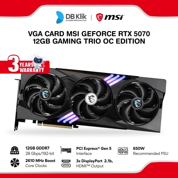 VGA Card MSI GeForce RTX 5070 12GB GAMING TRIO OC Edition GDDR7 HDMI DP - VGA RTX 5070
