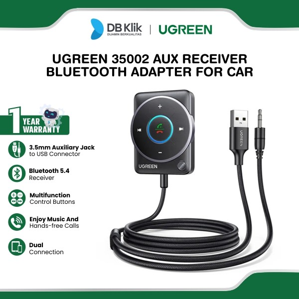 Aux Receiver Bluetooth Adapter UGreen Bluetooth 5.4 Dual Connection For Car (35002)