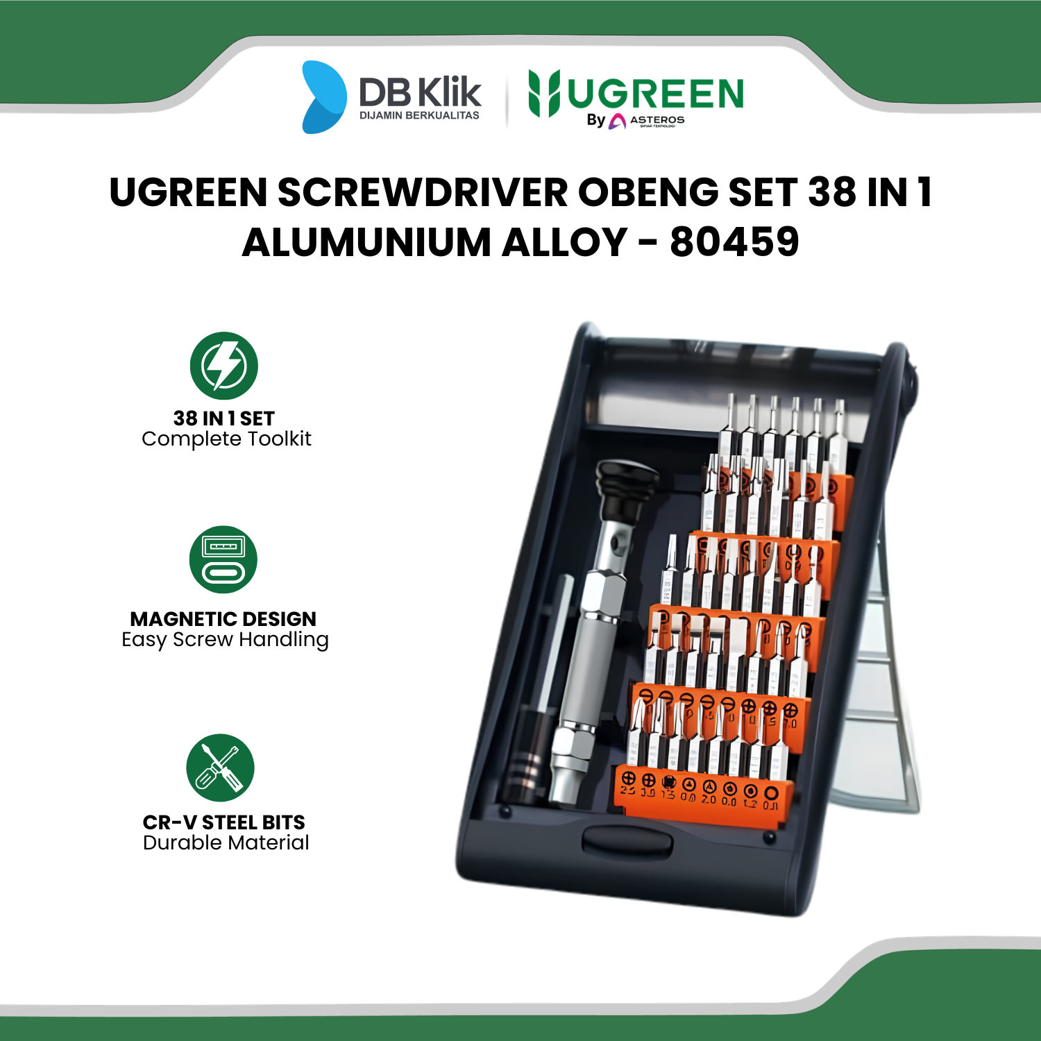 Screwdriver Obeng Set UGreen 38 in 1 Alumunium Alloy - Ugreen 80459