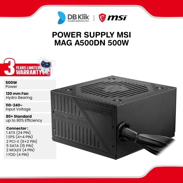 Power Supply MSI MAG A500DN 500W Atx 80 Plus Standard