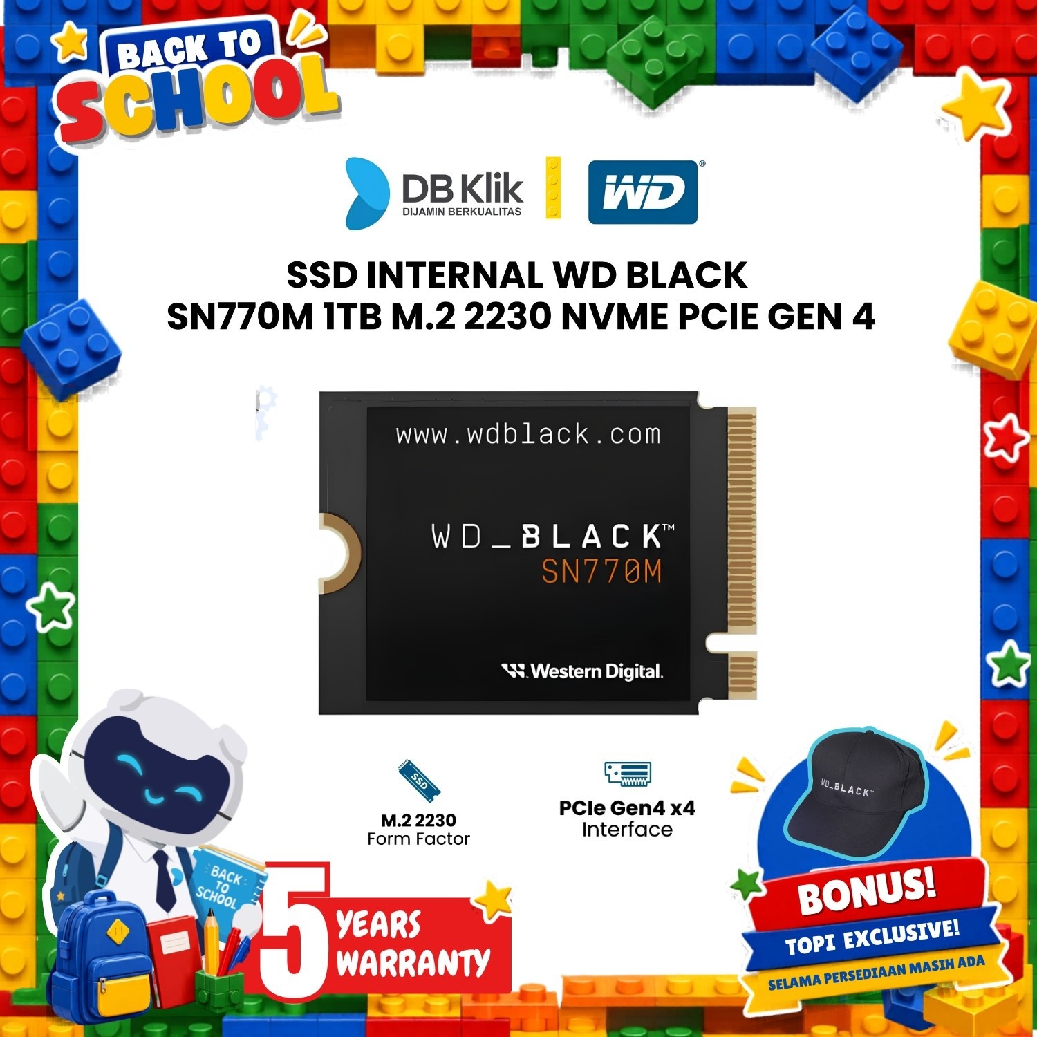 SSD WD BLACK SN770M 1TB M.2 2230 NVMe PCIe Gen 4