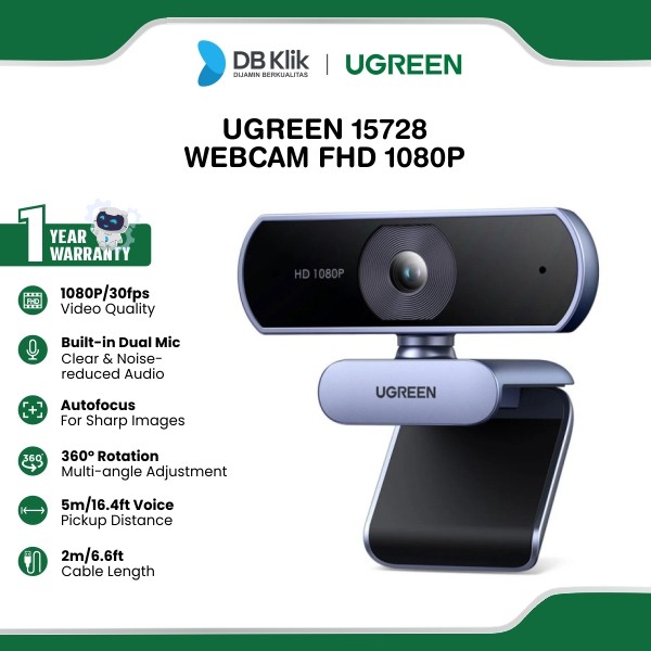 Webcam UGreen Fhd 1080P 30FPS Omnidirectional Mics (15728)