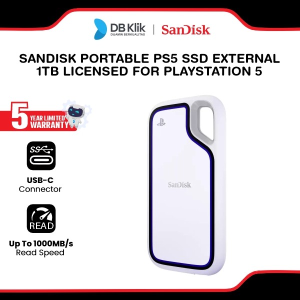 Sandisk Portable Extreme PS5 SSD External 1TB Licensed for PlayStation 5