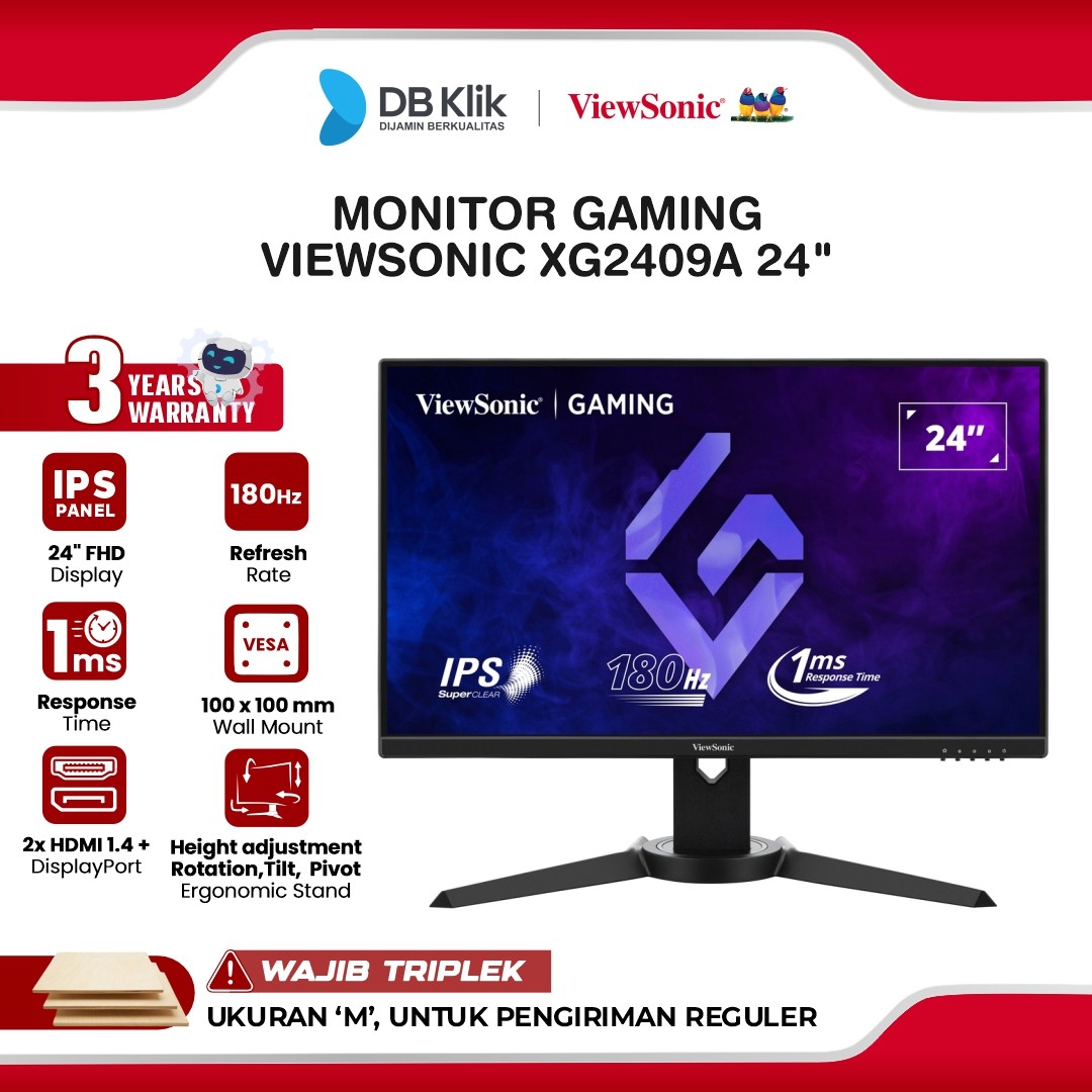 Monitor Gaming VIEWSONIC XG2409A 24" FHD IPS 240Hz 1ms AMD FreeSync HDR10 Full Ergonomic Stand HDMI DP