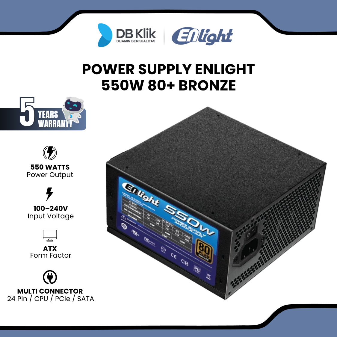 Power Supply Enlight 550W 80+ Bronze Semi Modular