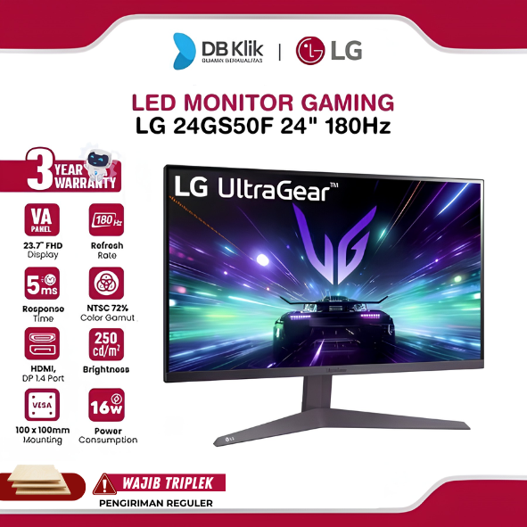 Monitor Gaming LG UltraGear 24GS50F 24" FHD VA 180Hz 5ms AMD FreeSync HDMI DP