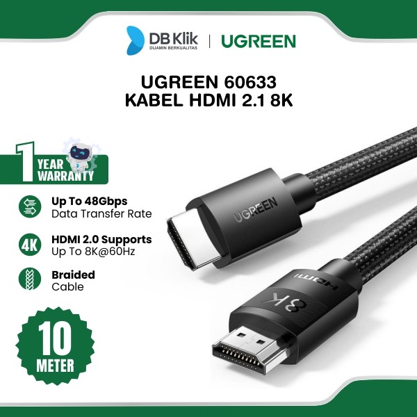Kabel Hdmi UGreen 8K Hdmi 2.1 Nylon 10M Black (60633)