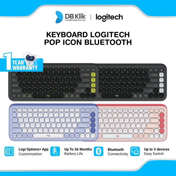 Keyboard Logitech Pop Icon Bluetooth Easy-Switch Multi device