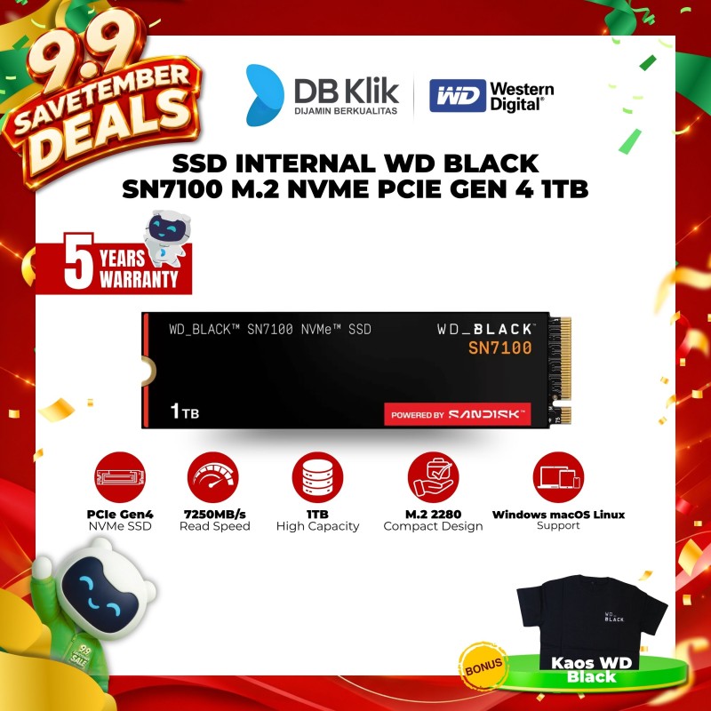 SSD Internal WD Black SN7100 1TB M.2 NVMe PCIe Gen 4