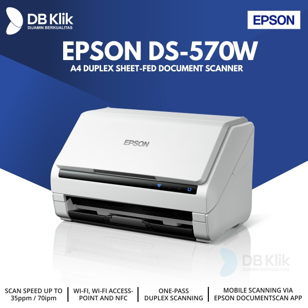 Scanner EPSON DS-570W II A4 Wi-Fi Duplex Sheet-fed Document 300 DPI