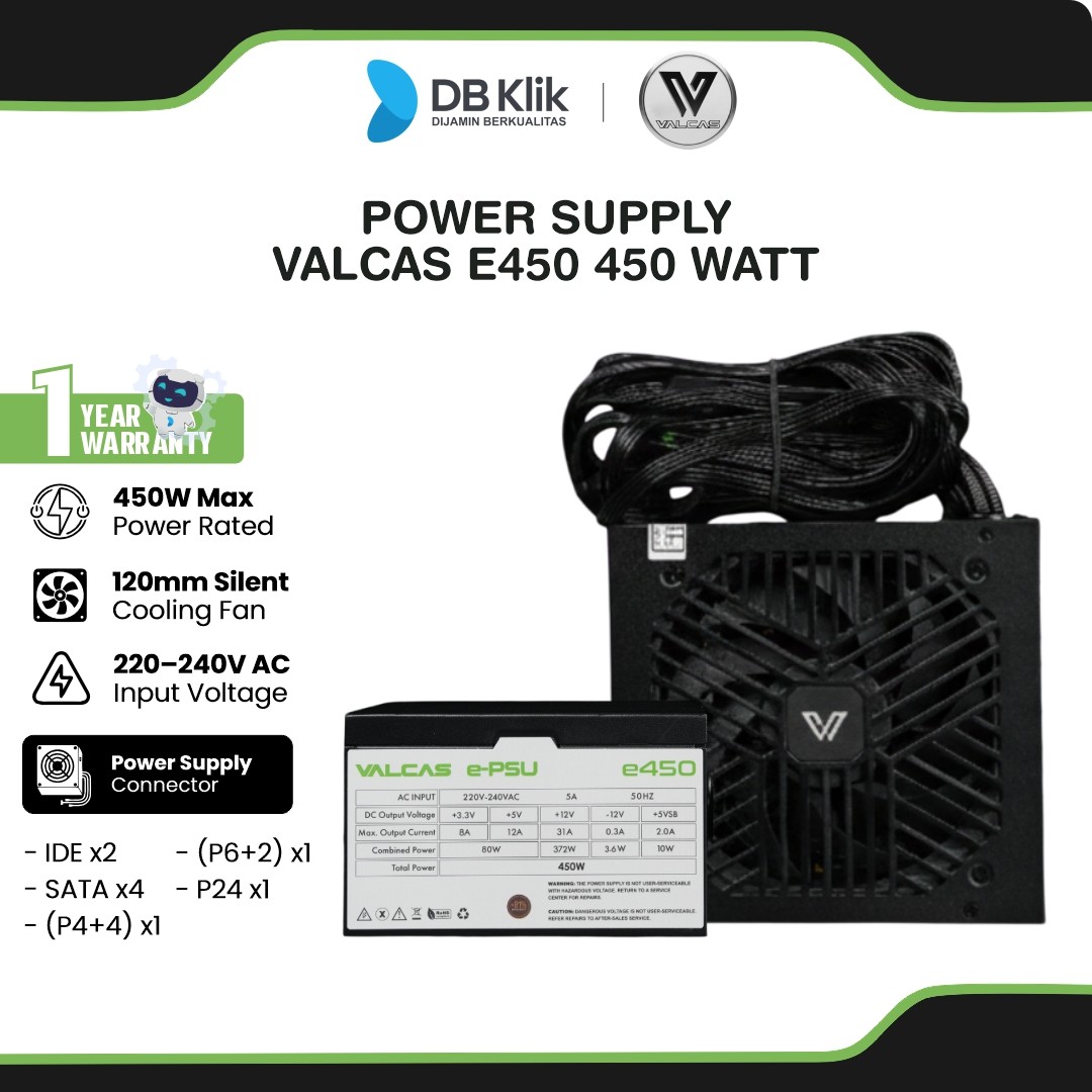 Power Supply VALCAS E450 450 Watt - Black