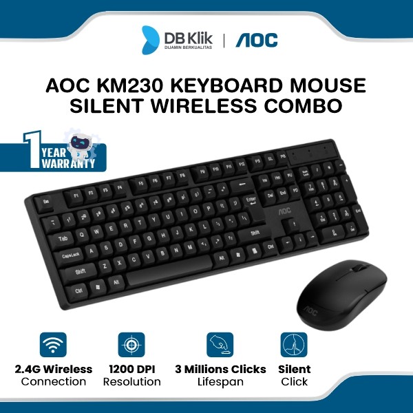 AOC KM230 Keyboard Mouse Silent Wireless Combo