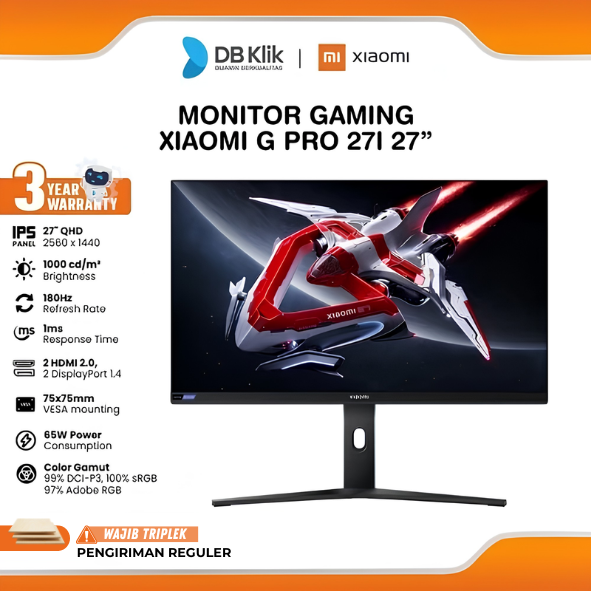 Monitor Gaming XIAOMI G Pro 27i 27" Mini LED 2K QHD IPS 180Hz 1ms AMD FreeSync Full Ergonomic Stand HDMI DP