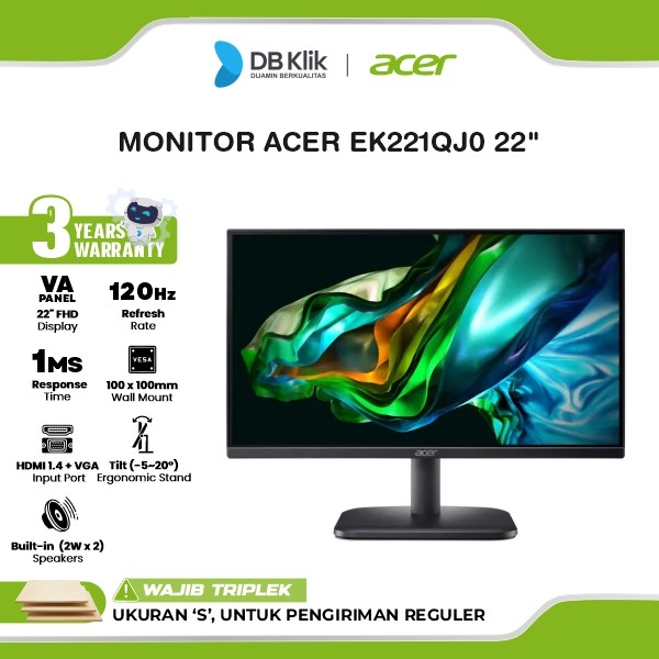 Monitor ACER EK221QJ0 22" FHD VA 120Hz 1ms HDMI VGA