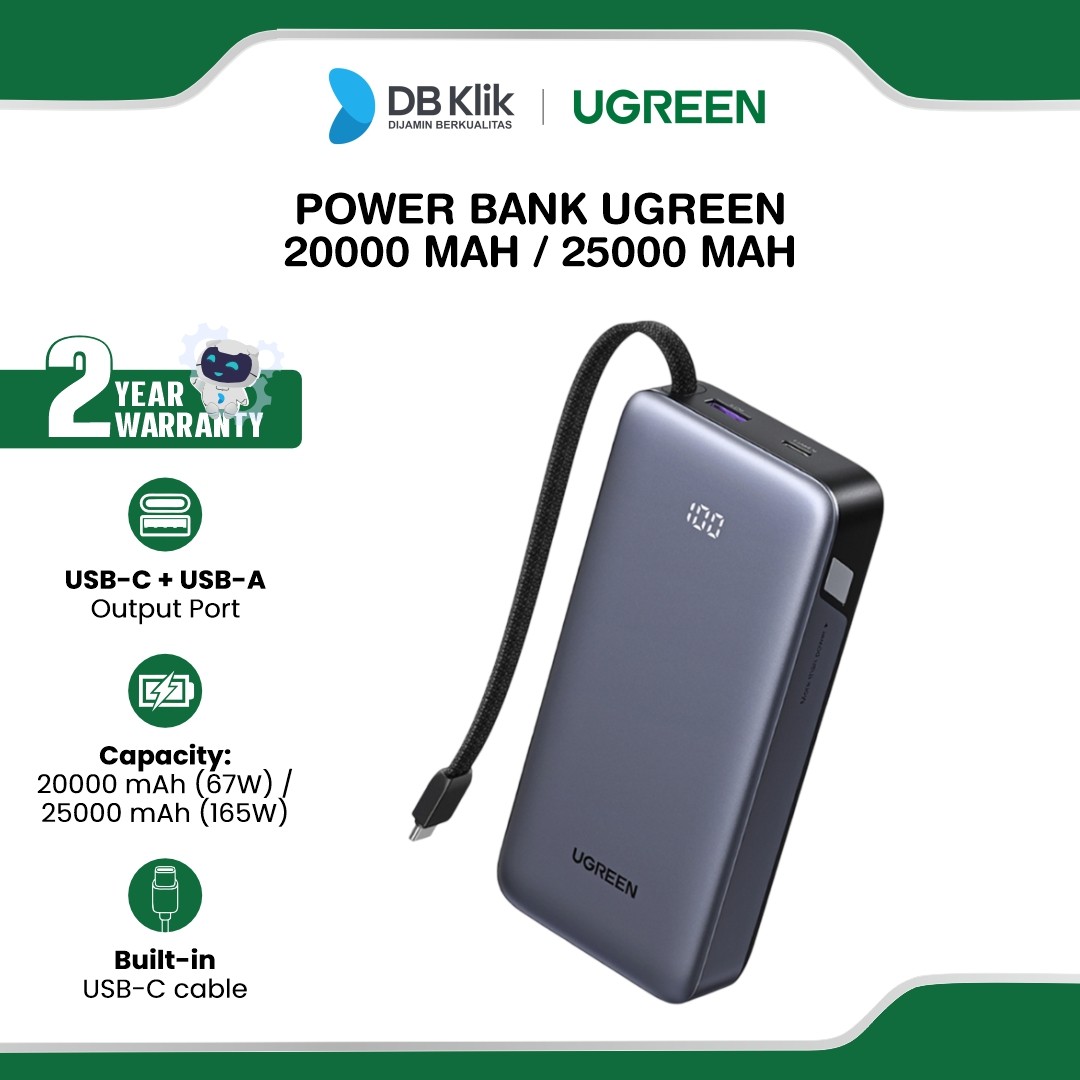 Power Bank UGreen Built In USB-C Cable
