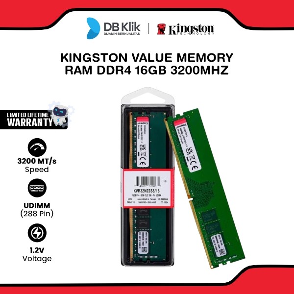 Kingston Value Memory RAM DDR4 16GB 3200MHz
