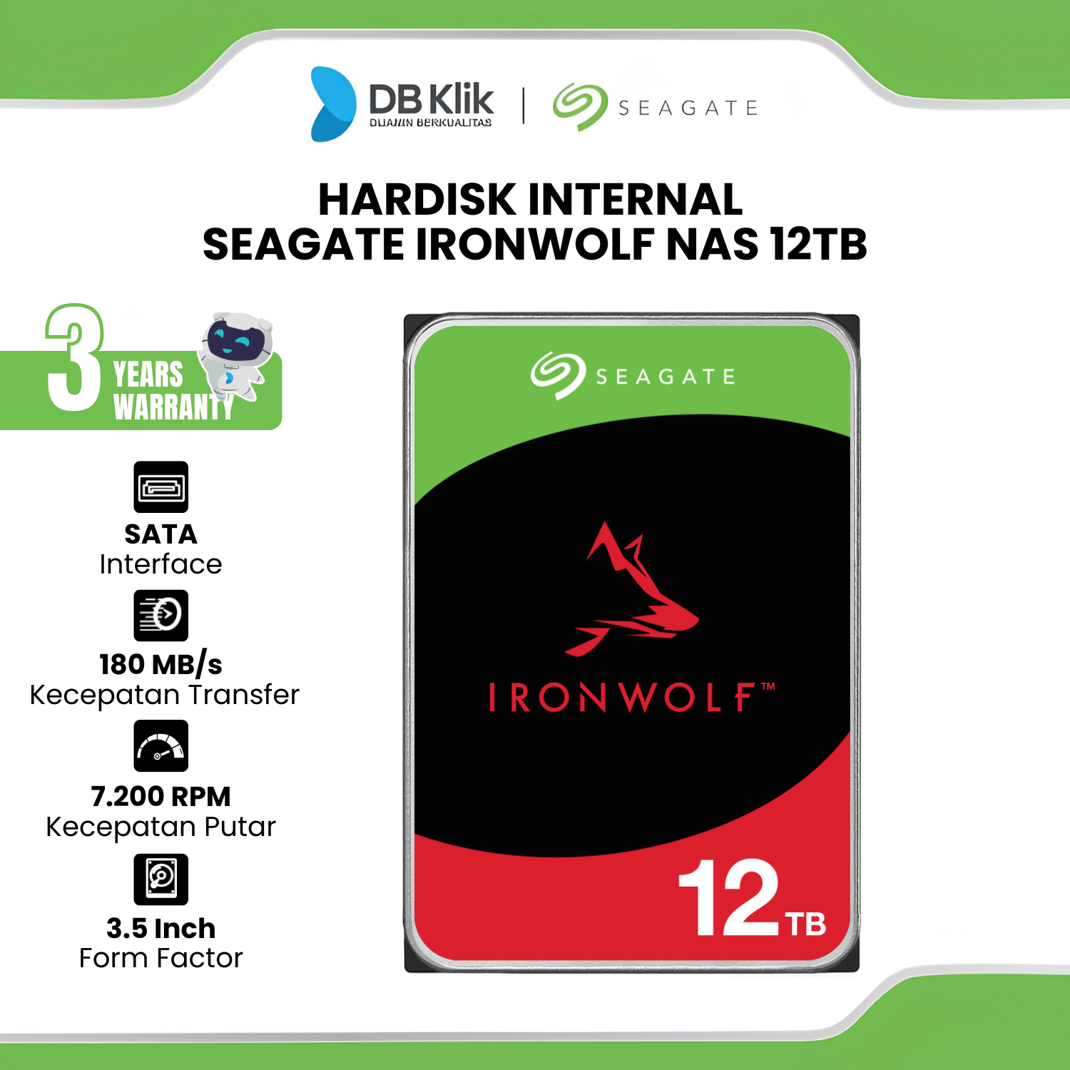 Hardisk Internal Seagate IronWolf NAS 12TB SATA