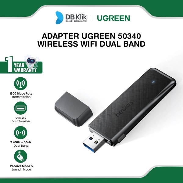 Adapter UGreen Wireless Wifi Dual Band AC1300 (50340)