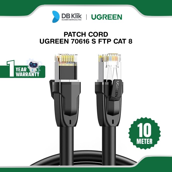 Patch Cord UGreen S FTP Cat 8 - Kabel LAN Ethernet 10M Black (70616)