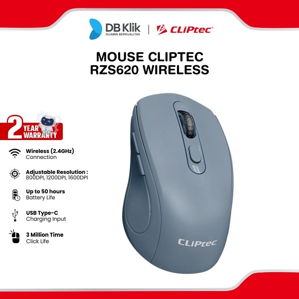 Mouse CLIPtec RZS620 Rechargeable 1600Dpi Wireless 2.4Ghz