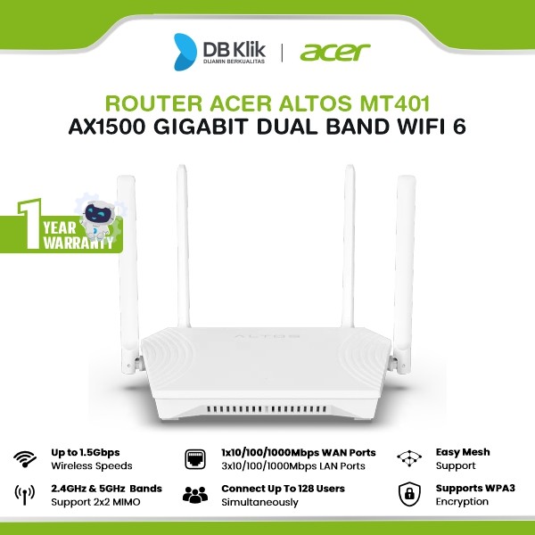 Router ACER Altos MT401 AX1500 Gigabit Dual Band Wifi 6