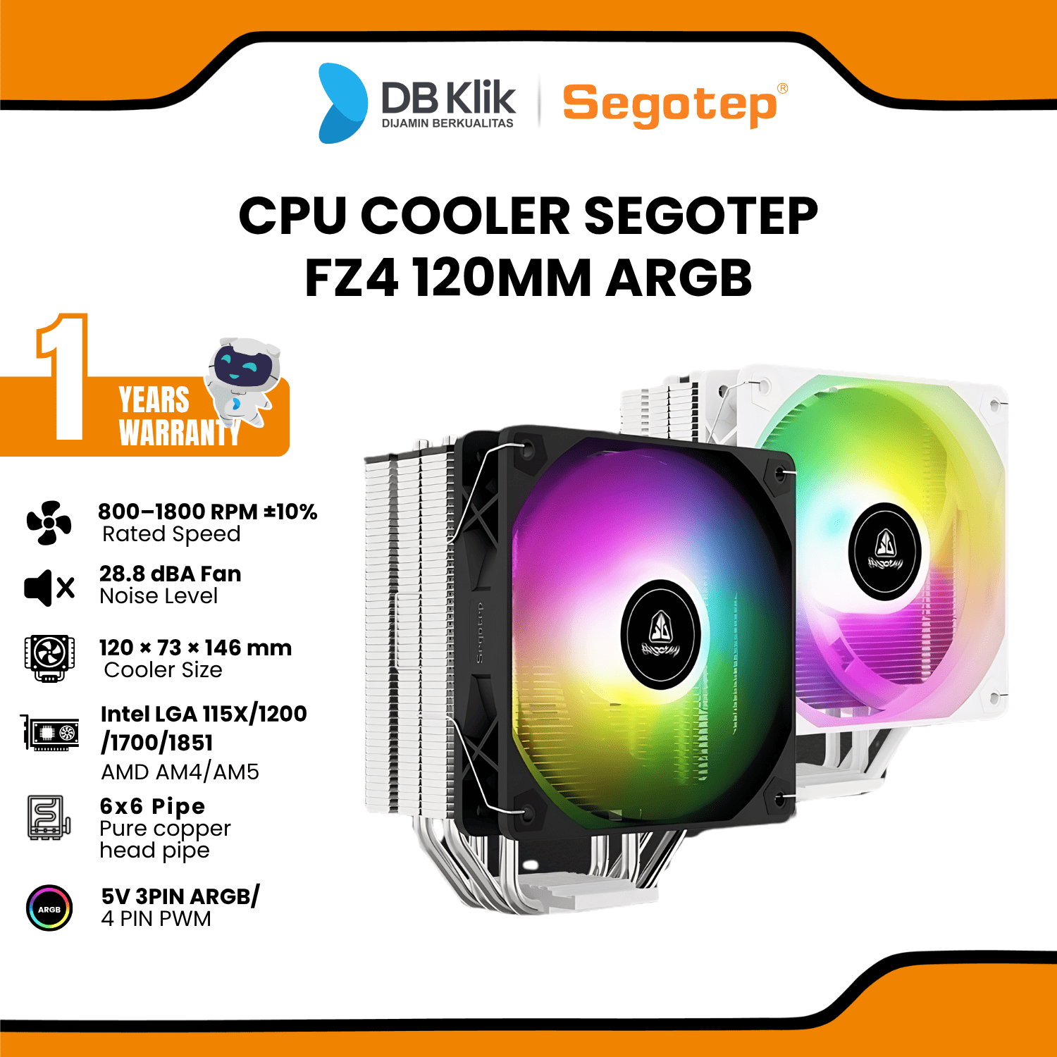 CPU Cooler SEGOTEP FZ4 120mm ARGB