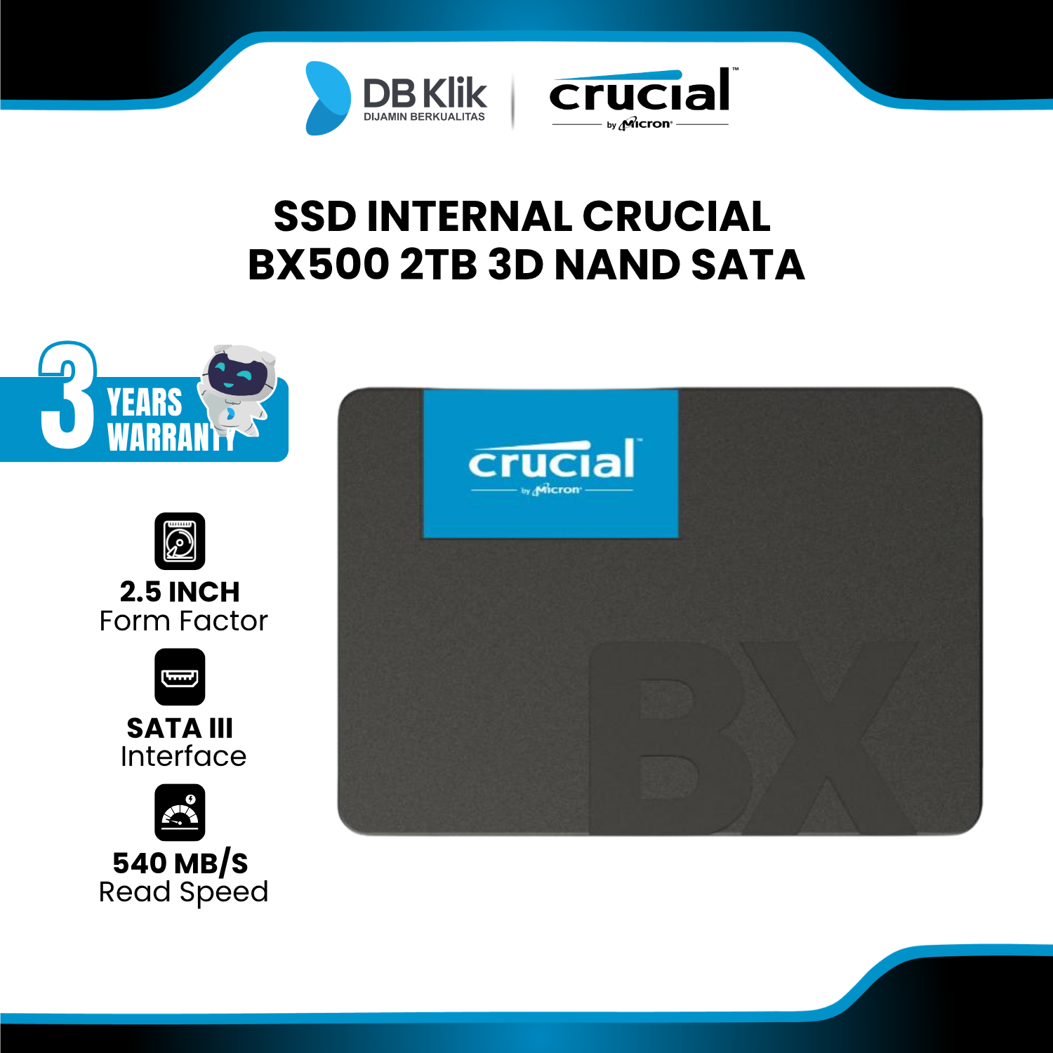 SSD Internal Crucial BX500 2TB 3D NAND SATA