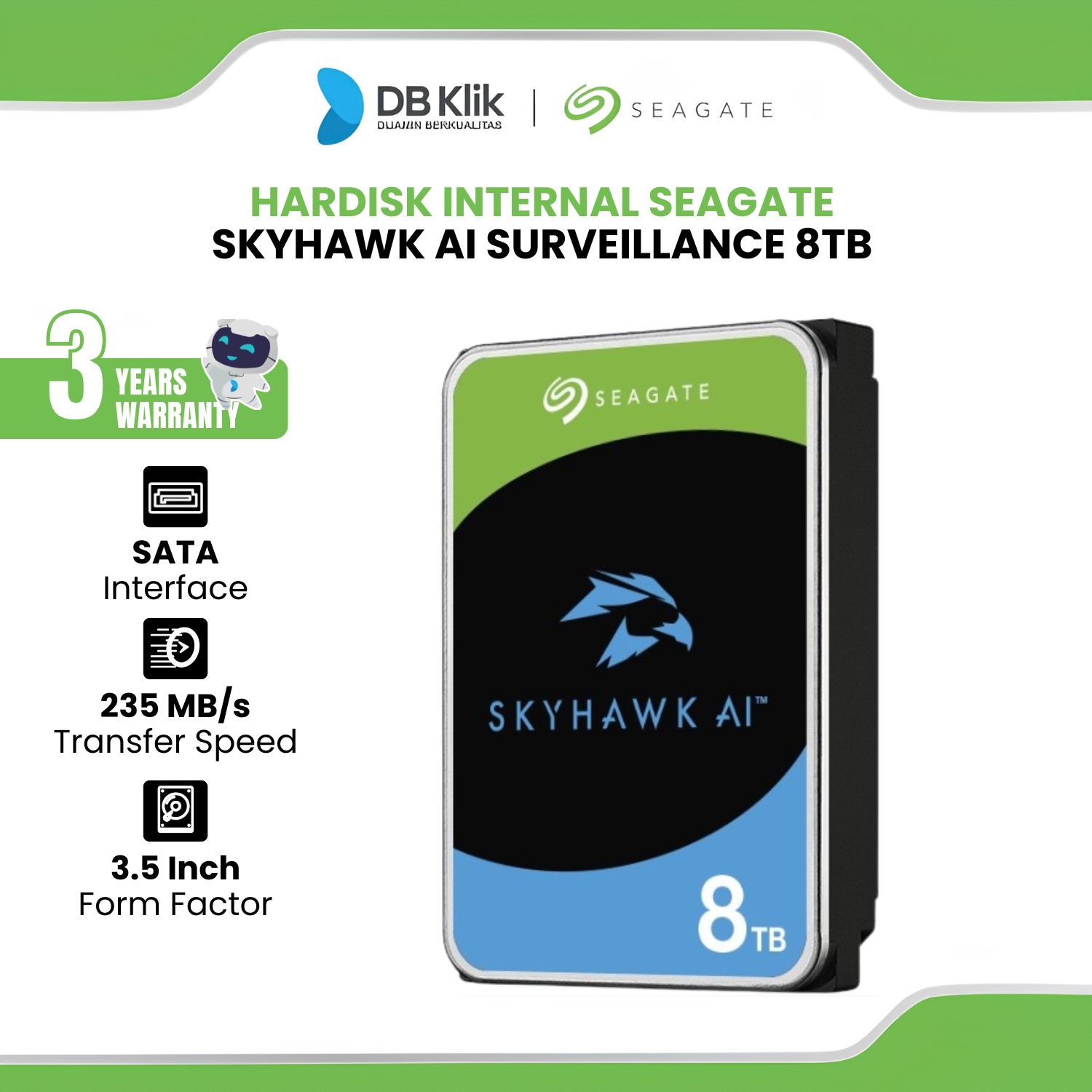 Hardisk Internal Seagate SkyHawk AI Surveillance 8TB SATA