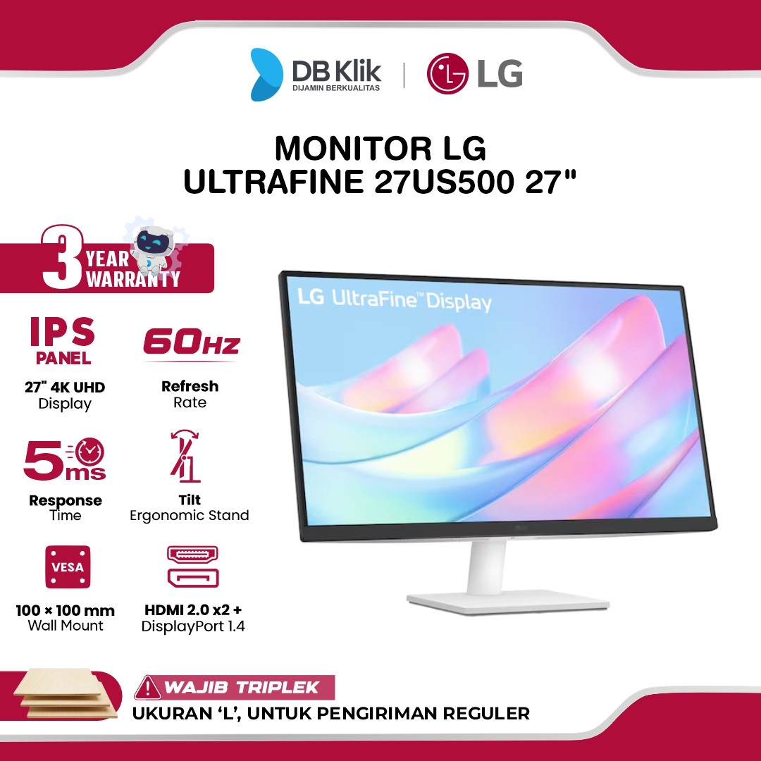 Monitor LG UltraFine 27US500 27" 4K UHD IPS 60Hz 5ms Dynamic Action Sync HDMI DP