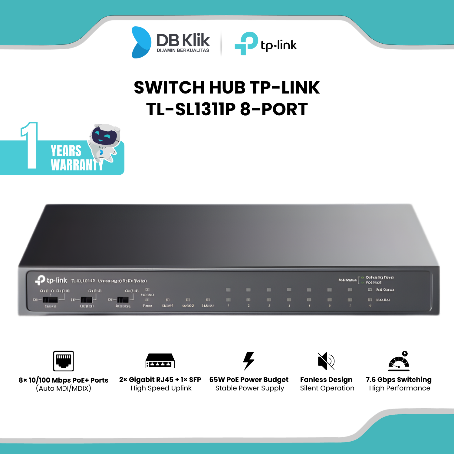 Switch Hub TP-Link TL-SL1311P 8-Port PoE+ with 3-Port Gigabit