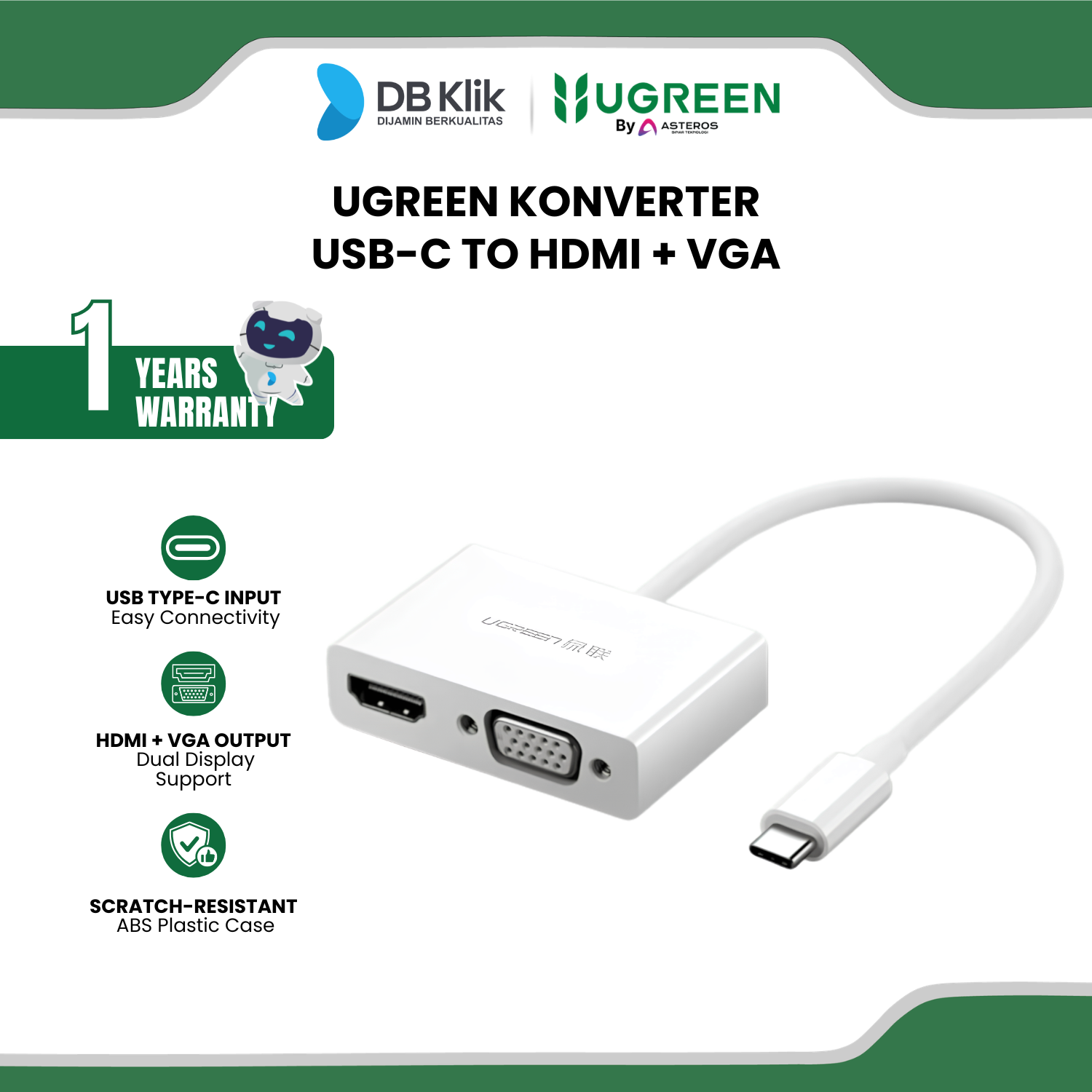 Konverter UGreen USB-C to HDMI + VGA (2 in 1) (30843) - UGREEN 30843