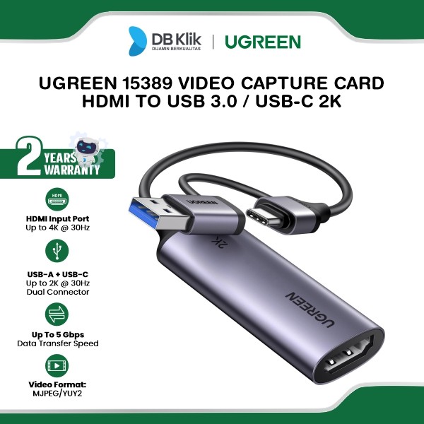 UGreen Video Capture Card HDMI to USB 3.0 / USB-C 2K (15389)