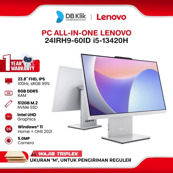 PC AIO Lenovo 24IRH9-60ID i5-13420H 8GB/512GB Windows 11 Home + Office Home Student 2021 23,8 Inch FHD IPS - Cloud Grey