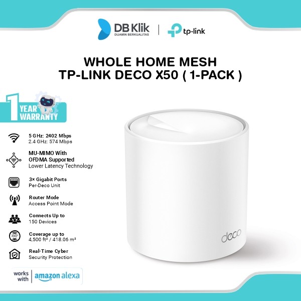Whole Home Mesh TP-Link Deco X50 AX3000 WiFi 6 Dual Band ( 1-Pack )